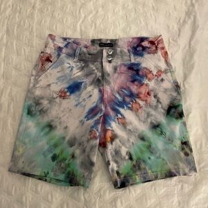 LEE Regular Fit Mid Rise hand crafted tie dye Chino Shorts Womens 14